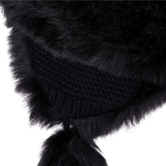 Women\'s Faux Fur Cossack Winter Warm Ear Flaps Trapper Fluffy Furry Pom Pom Hat main image 5